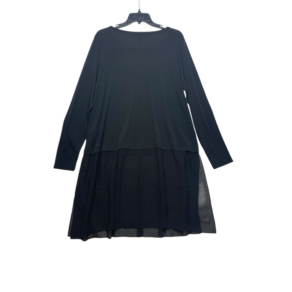 Eileen Fisher size XL black silk crepe georgette Classic long sleeve dress tunic - Picture 9 of 9